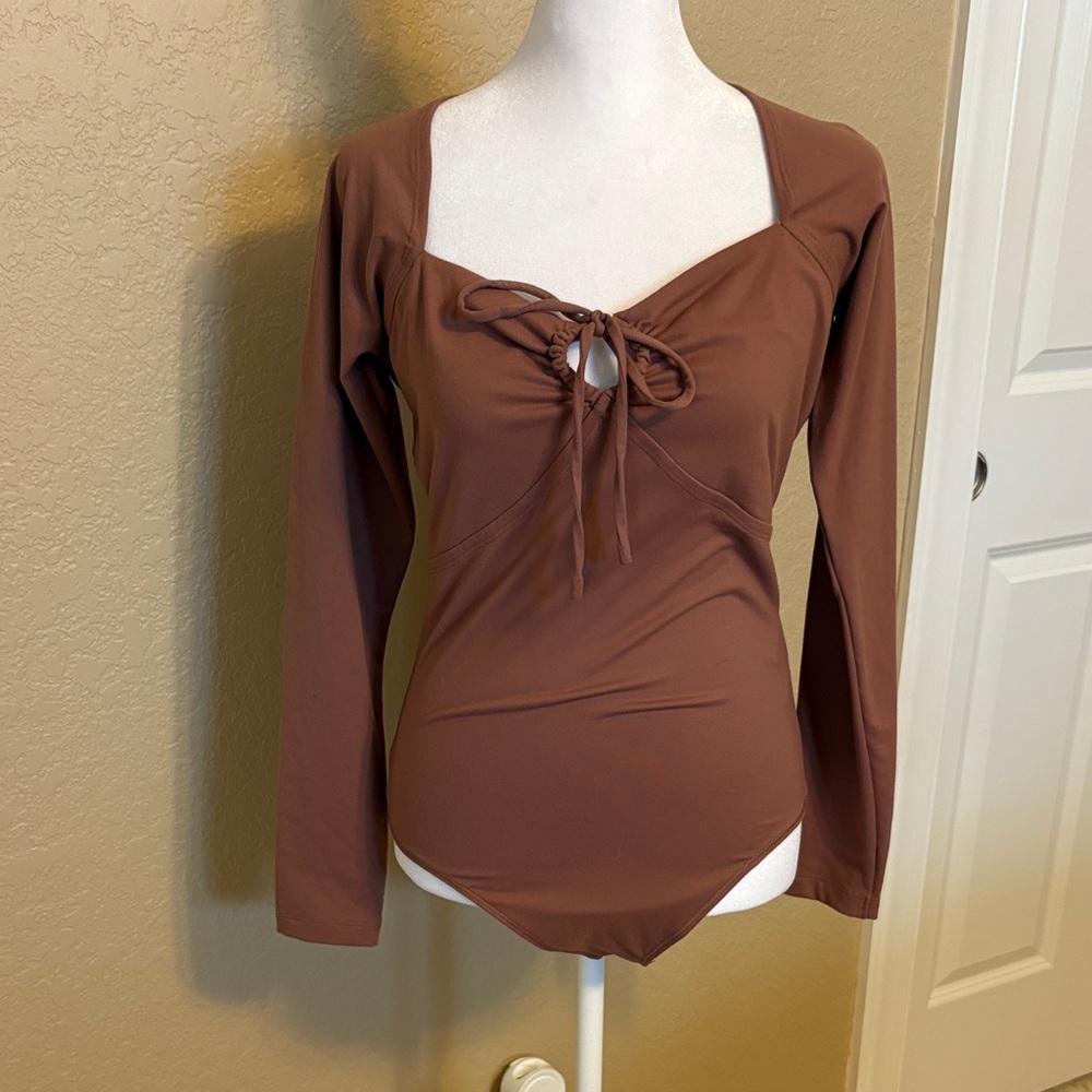 Abercrombie &‎ Fitch Brown Long Sleeve Bodysuit, Medium